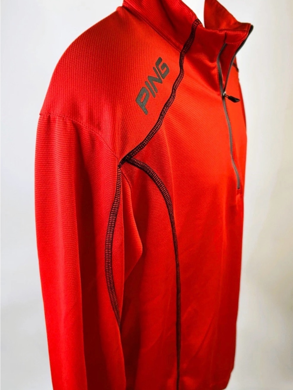 PING Red Quarter-Zip Athletic Pullover with Contrast Trim